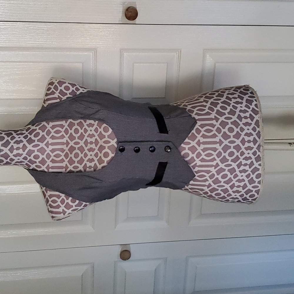 Vintage Have Women's Tie Back Halter Neck Vest, Gray w/White Pinstripes, Sz S